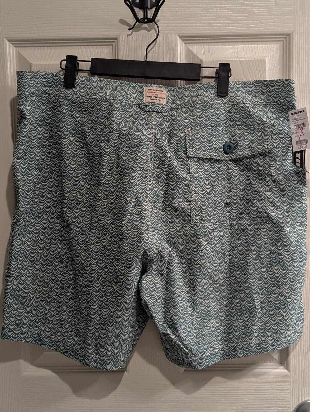 Tillys deus Men's Swim Board Shorts with Drawstring Waist, Deep Sea, Size 36